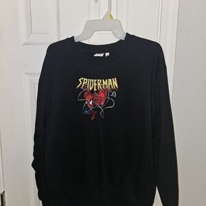 Marvel Spider-Man Crewneck Sweater - Black with Red & Yellow Graphic